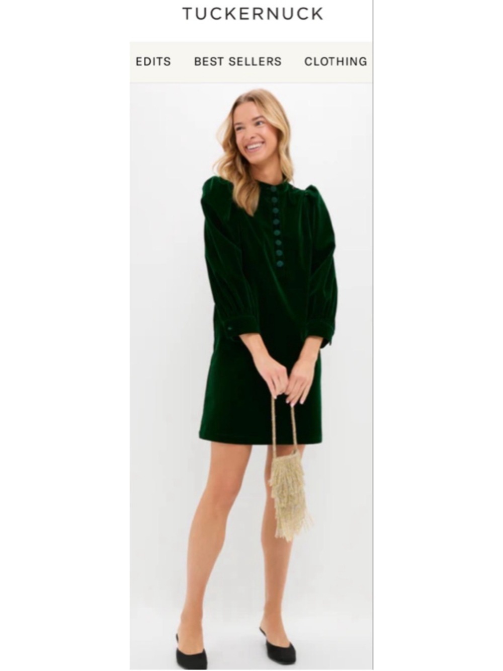 NWT Tuckernuck Pomander Place Hunter Green Velvet Samantha Mini Dress M - Picture 3 of 8